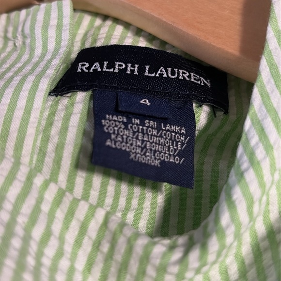 Polo Ralph Lauren Green & White Seersucker Spring Sleeveless Dress 4t - Picture 5 of 6